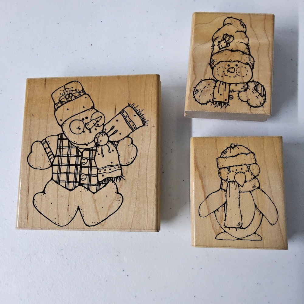 DOTS Rubber Stamps Snowman Bear Penguin Winter Holiday Crafting Set‎